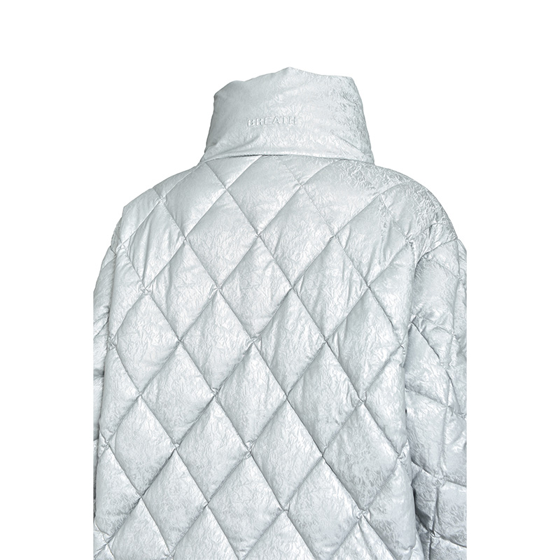 FAUX LEATHER SHINY QUILTING DOWN JACKET -2.COLOR-