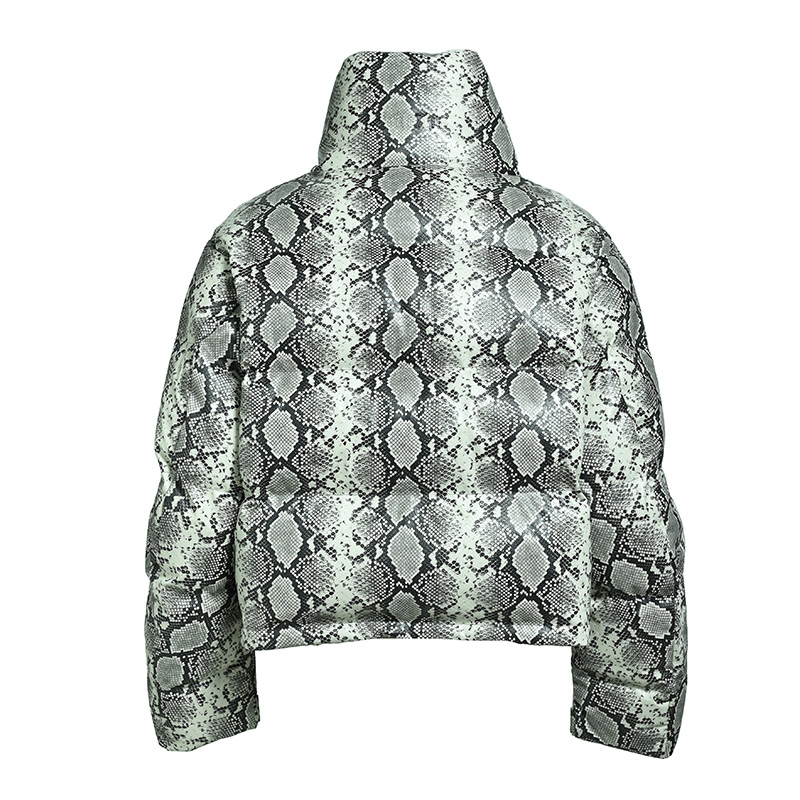FAUX LEATHER SNAKE DOWN JACKET -GREY-