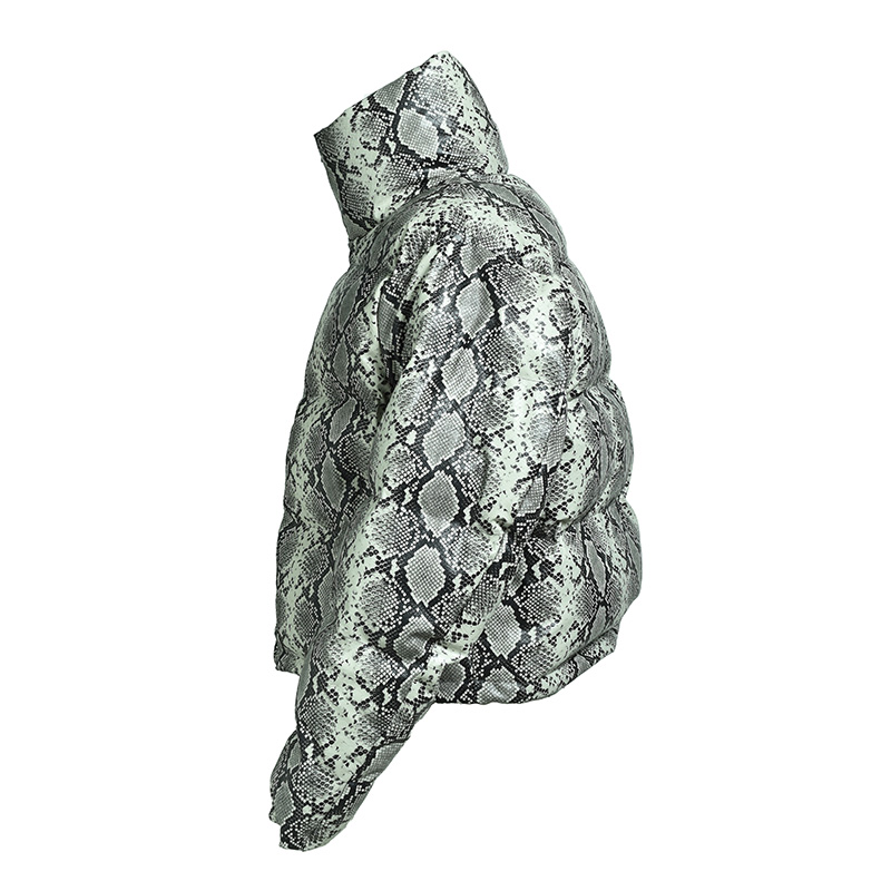 FAUX LEATHER SNAKE DOWN JACKET -GREY-