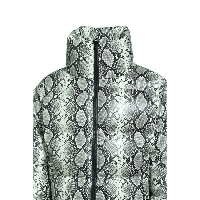 FAUX LEATHER SNAKE DOWN JACKET -GREY-