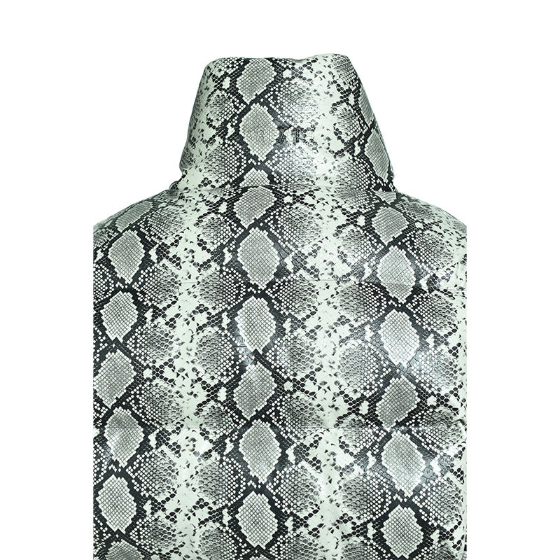 FAUX LEATHER SNAKE DOWN JACKET -GREY-