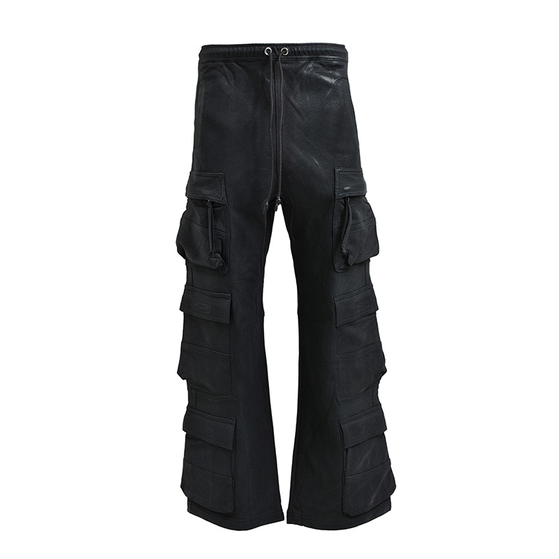 COATING TRIPLE CARGO PANTS -BLACK-
