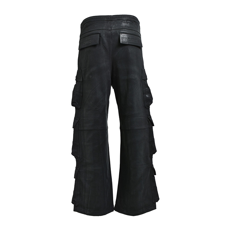 COATING TRIPLE CARGO PANTS -BLACK-