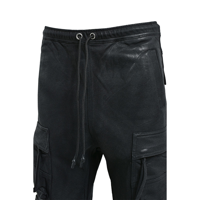 COATING TRIPLE CARGO PANTS -BLACK-