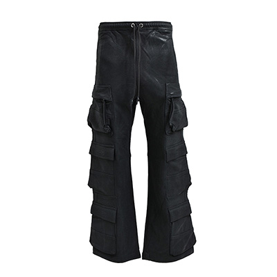 COATING TRIPLE CARGO PANTS -BLACK-