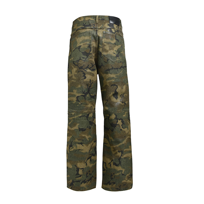 COATING BIKER CAMO PANTS -CAMO-