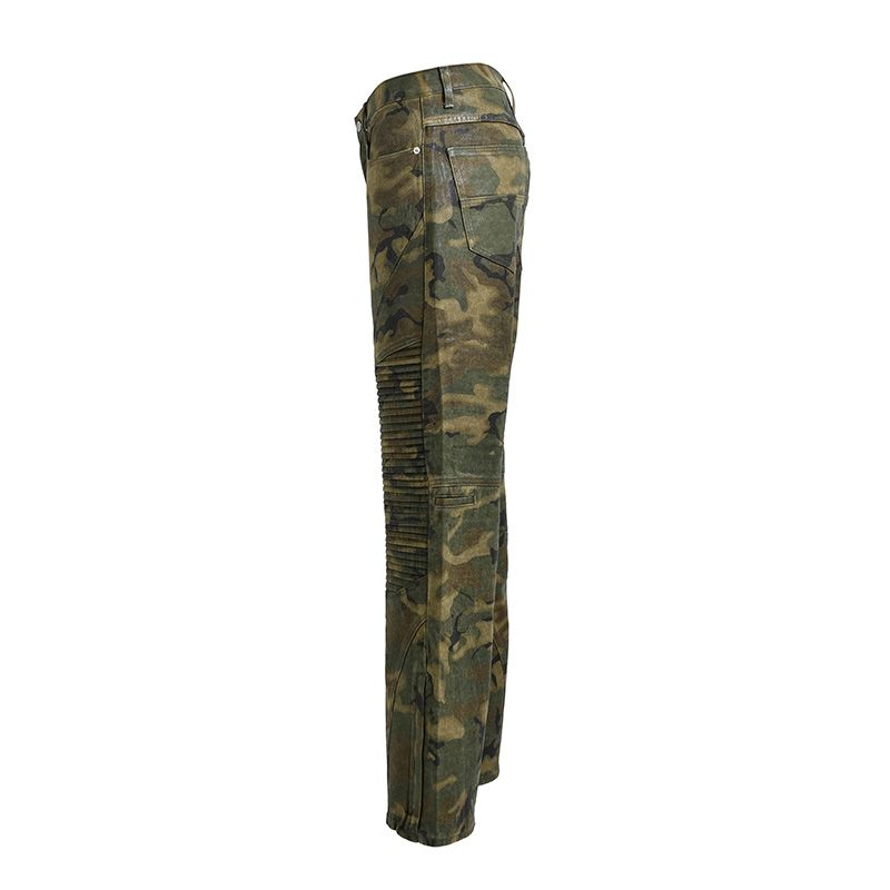 COATING BIKER CAMO PANTS -CAMO-