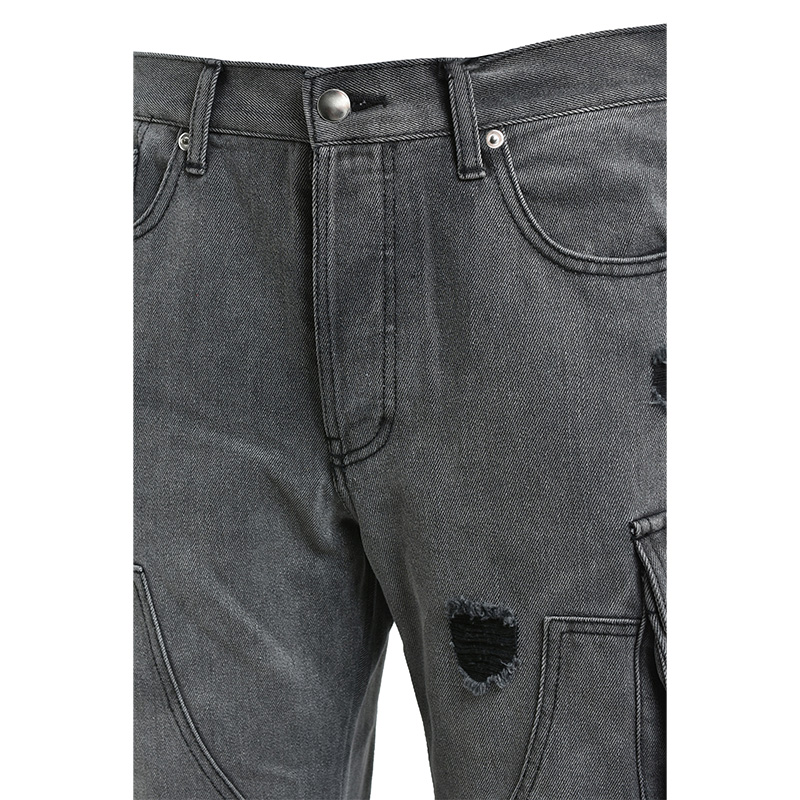 BLEECH DOUBLE KNEE FLARE DENIM-BLACK-