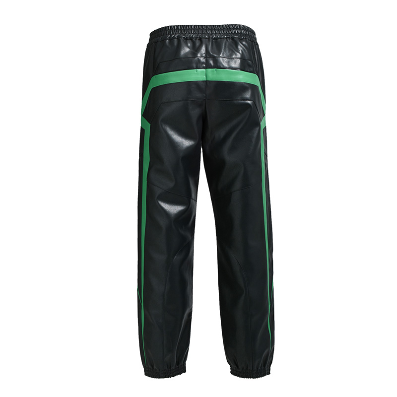 FAUX LEATHER LAMBO TRACK PANTS -BLACK-