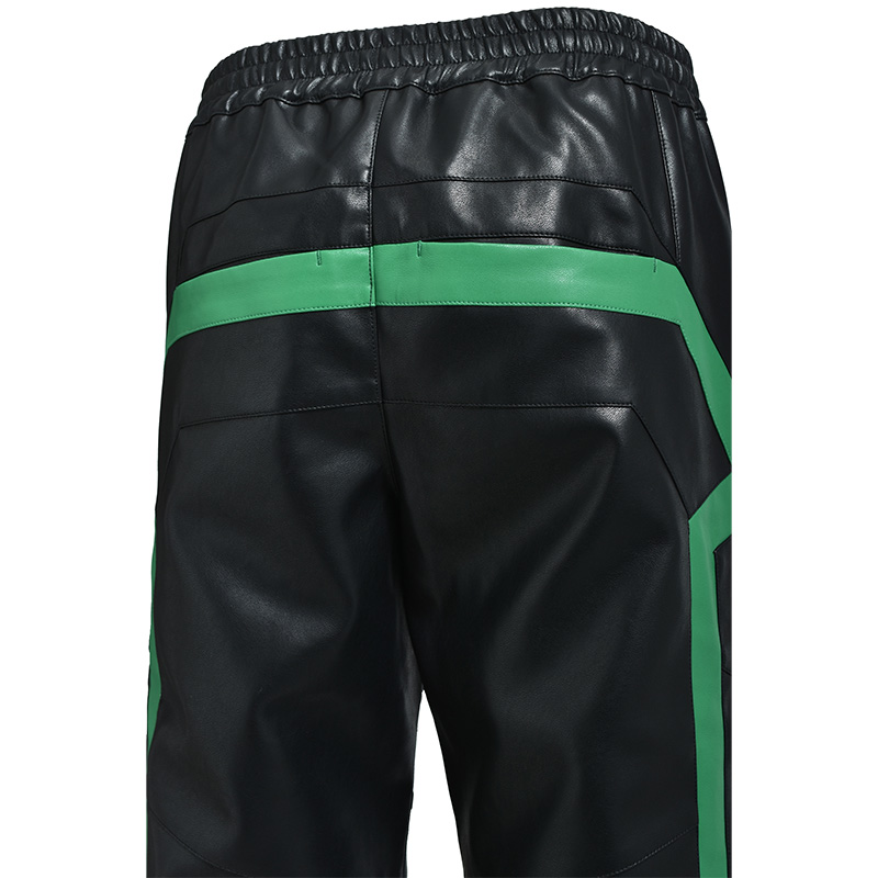 FAUX LEATHER LAMBO TRACK PANTS -BLACK-