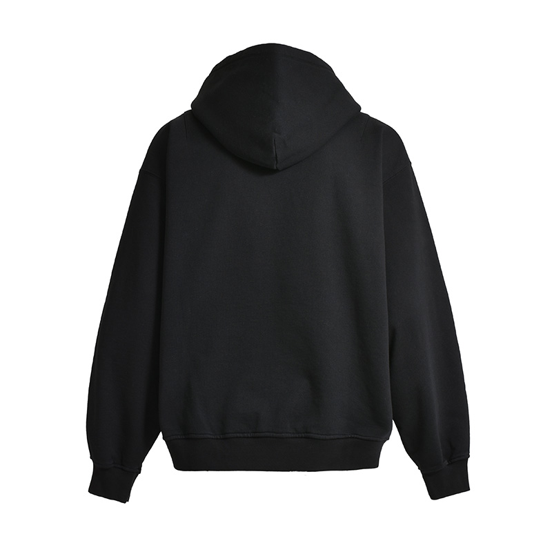 NEWRICH WIDE ZIP HOODIE -BLACK-