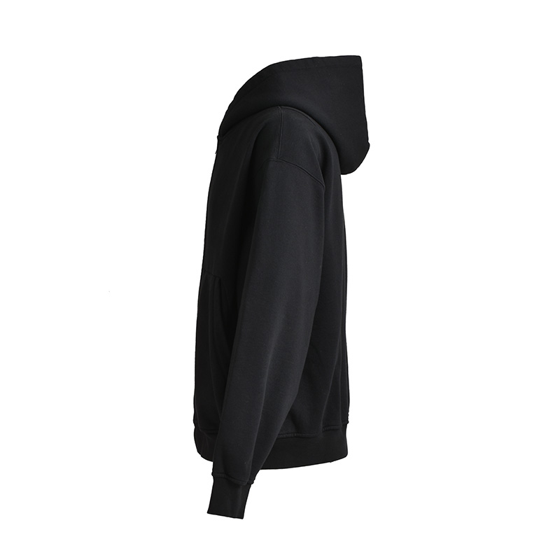 NEWRICH WIDE ZIP HOODIE -BLACK-