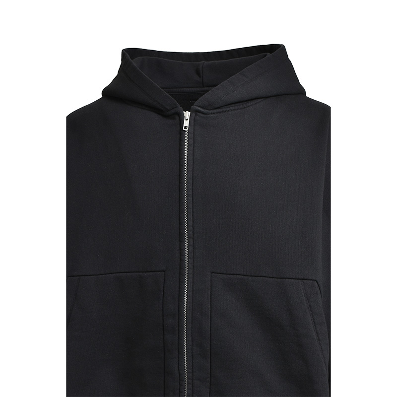 NEWRICH WIDE ZIP HOODIE -BLACK-