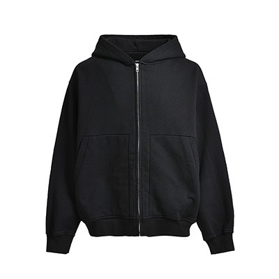 NEWRICH WIDE ZIP HOODIE -BLACK-