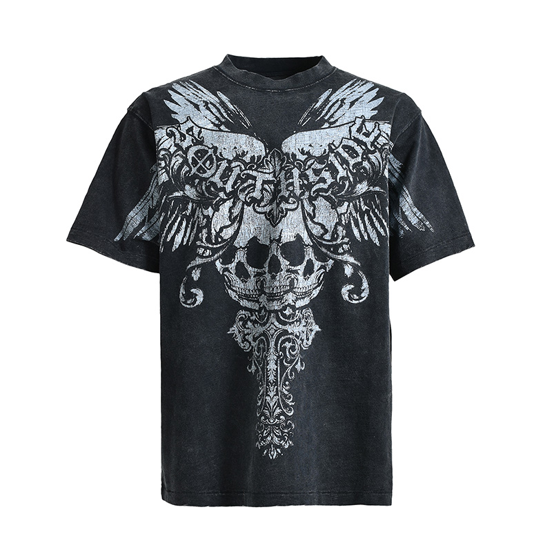 SKULL WING LOGO TEE -BLACK-