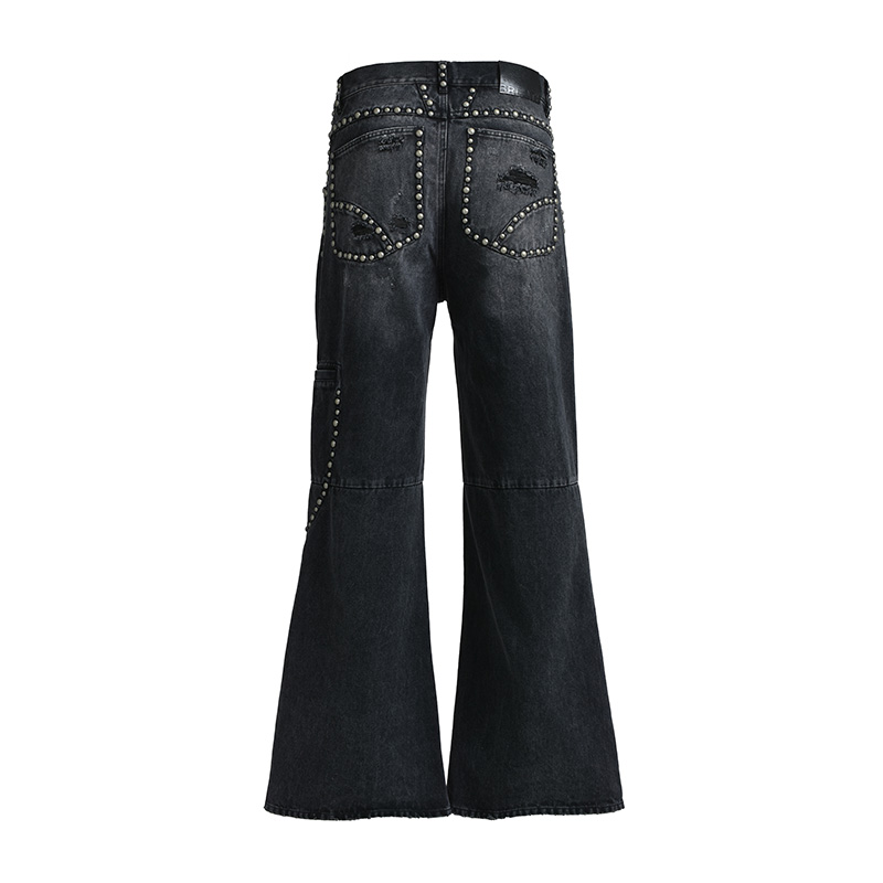 SUICIDE STUDS WIDE DENIM PANTS -2.COLOR-