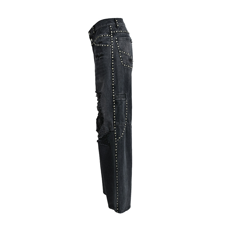 SUICIDE STUDS WIDE DENIM PANTS -2.COLOR-