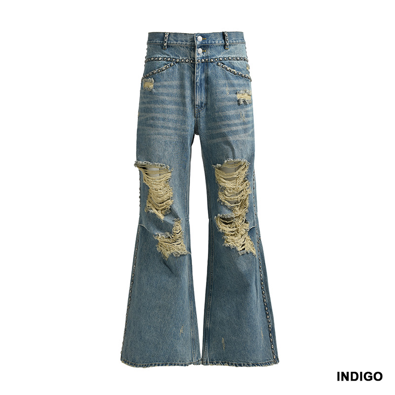 SUICIDE STUDS WIDE DENIM PANTS -2.COLOR-