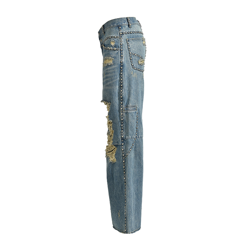 SUICIDE STUDS WIDE DENIM PANTS -2.COLOR-