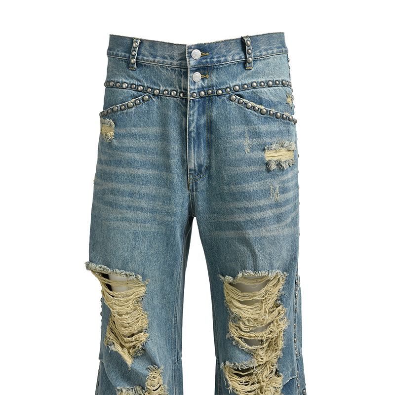 SUICIDE STUDS WIDE DENIM PANTS -2.COLOR-