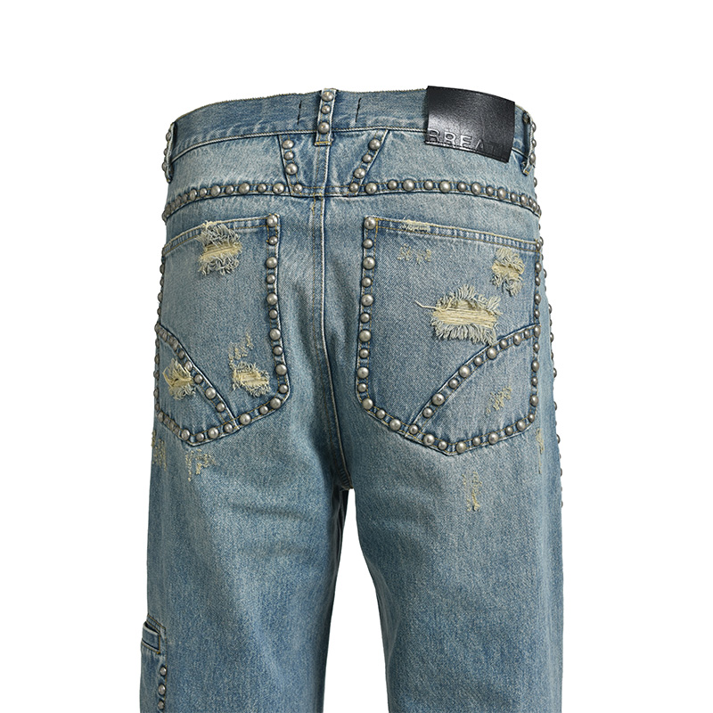 SUICIDE STUDS WIDE DENIM PANTS -2.COLOR-