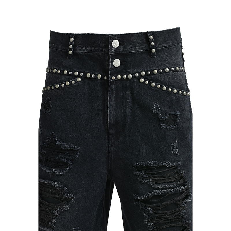 SUICIDE STUDS DENIM SHORTS -2.COLOR-