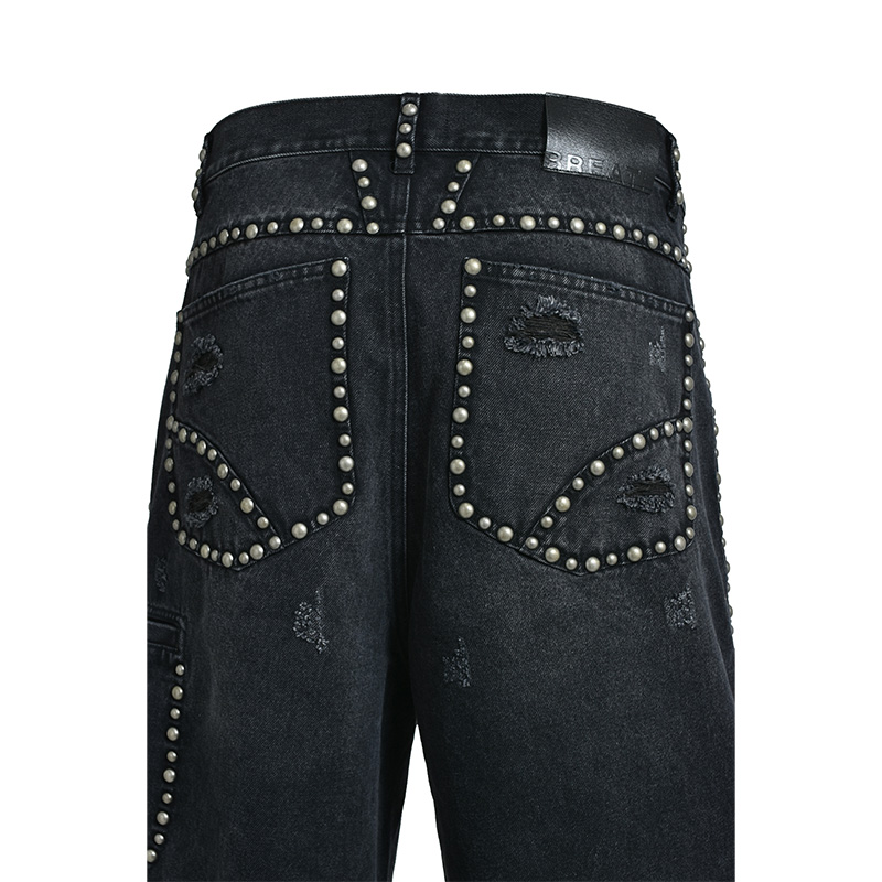 SUICIDE STUDS DENIM SHORTS -2.COLOR-