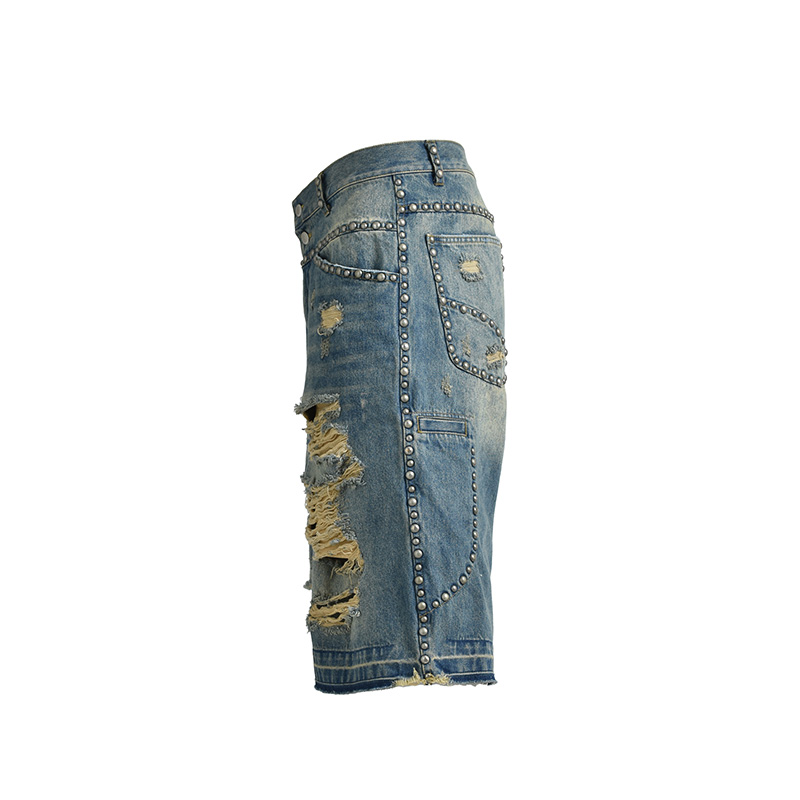 SUICIDE STUDS DENIM SHORTS -2.COLOR-