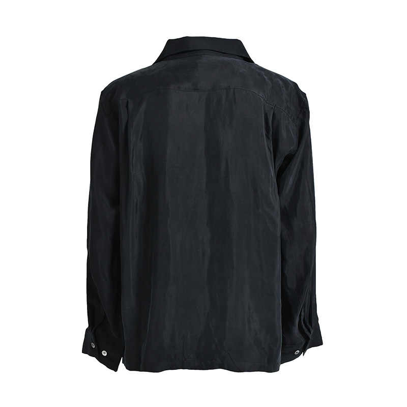 SCRIPT LOGO SATIN SHIRT -BLACK-