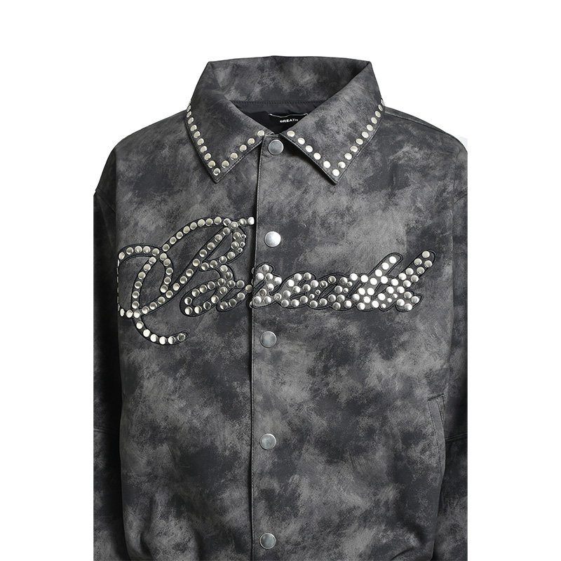 SHINE STUDS VARSITY JACKET -BLACK-