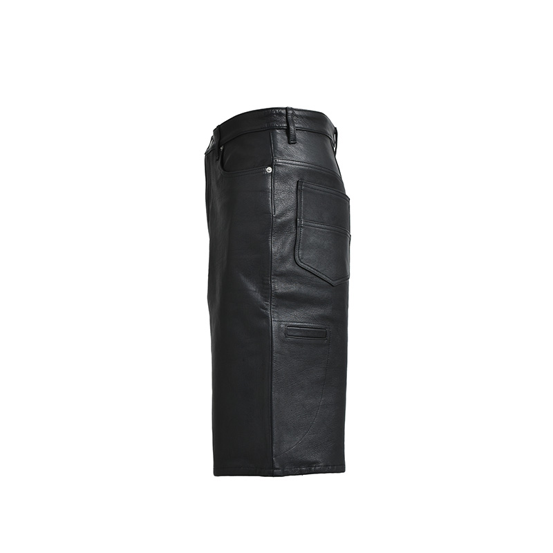 NEWRICH LEATHER SHORTS -BLACK-