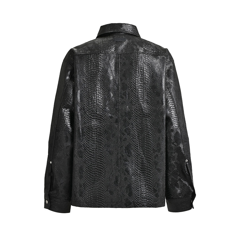 NEWRICH CROCO SHIRT JACKET -BLACK-