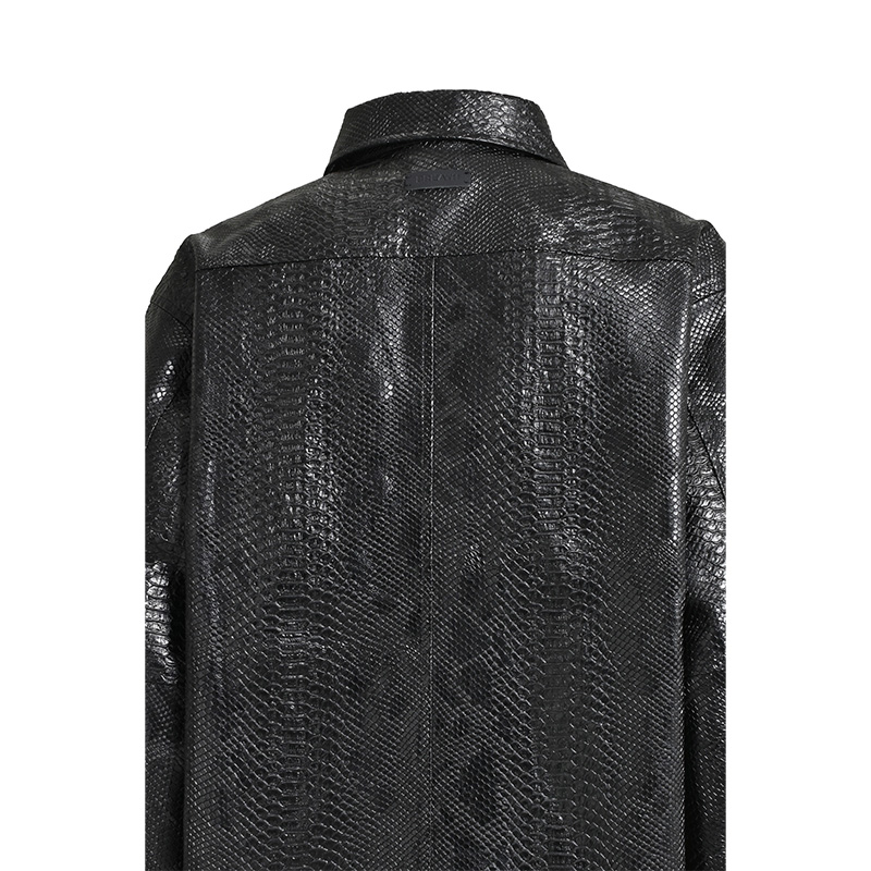 NEWRICH CROCO SHIRT JACKET -BLACK-