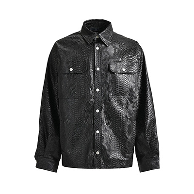 NEWRICH CROCO SHIRT JACKET -BLACK-