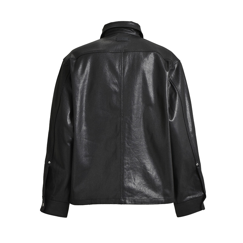 COATING SHIRT JACKET -BLACK-