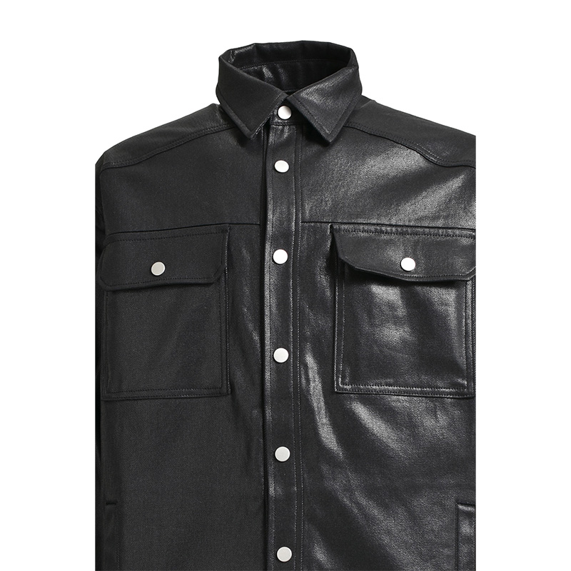 COATING SHIRT JACKET -BLACK-