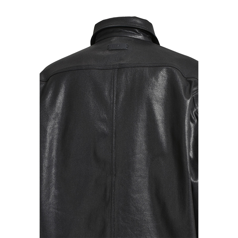 COATING SHIRT JACKET -BLACK-