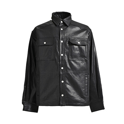 COATING SHIRT JACKET -BLACK-