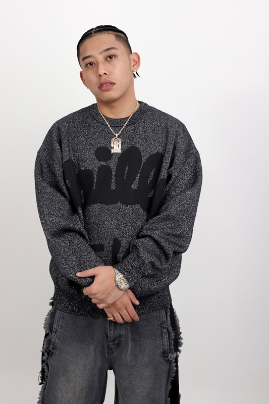 SHINY SWEATER(beanie付き) -GREY-