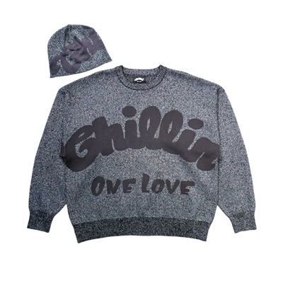 SHINY SWEATER(beanie付き) -GREY-