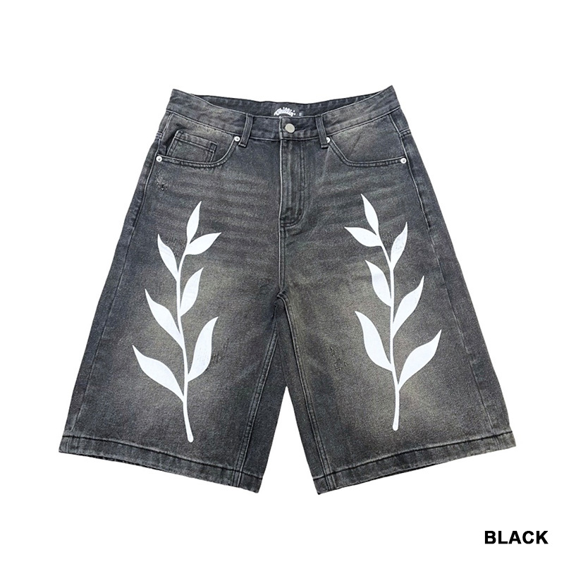 LEAF DENIM SHORTS -2.COLOR-