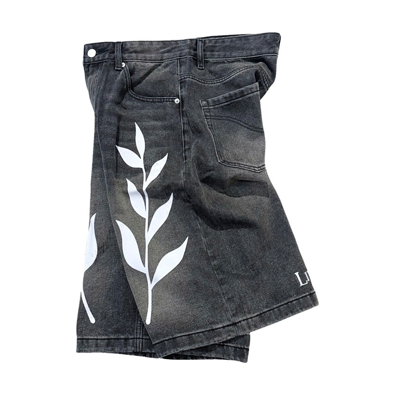 LEAF DENIM SHORTS -2.COLOR-