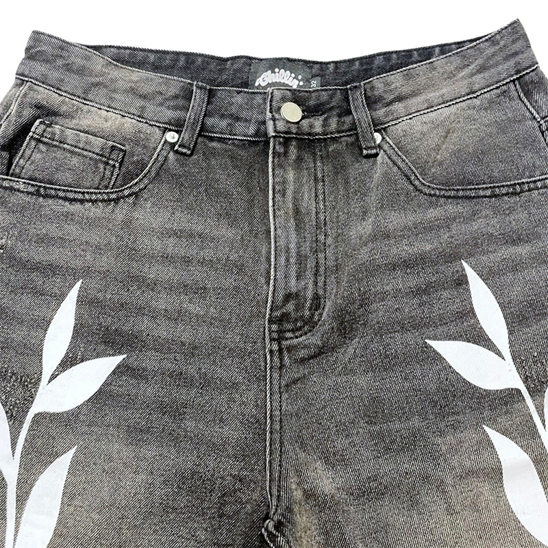 LEAF DENIM SHORTS -2.COLOR-
