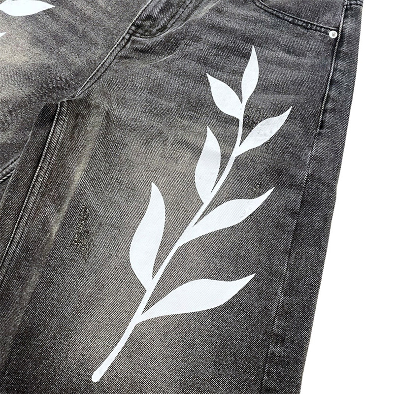 LEAF DENIM SHORTS -2.COLOR-
