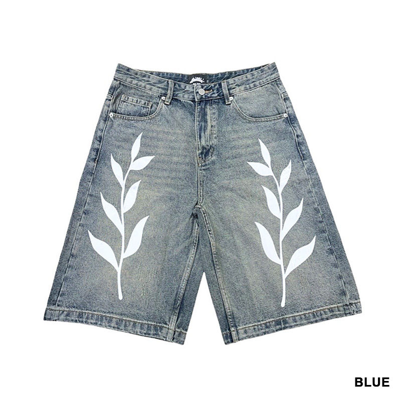 LEAF DENIM SHORTS -2.COLOR-