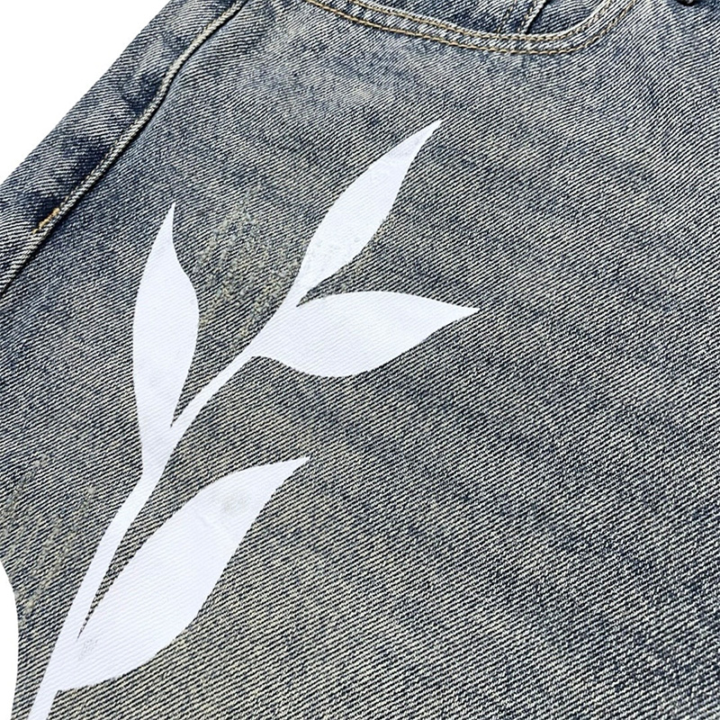 LEAF DENIM SHORTS -2.COLOR-