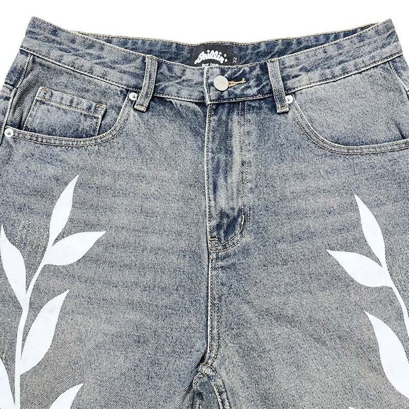 LEAF DENIM SHORTS -2.COLOR-