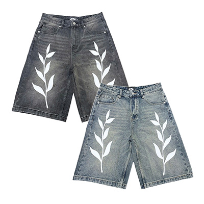 LEAF DENIM SHORTS -2.COLOR-