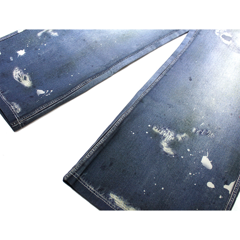 Y2K CARTOON PENDANTS PRINT PANTS -BLUE-