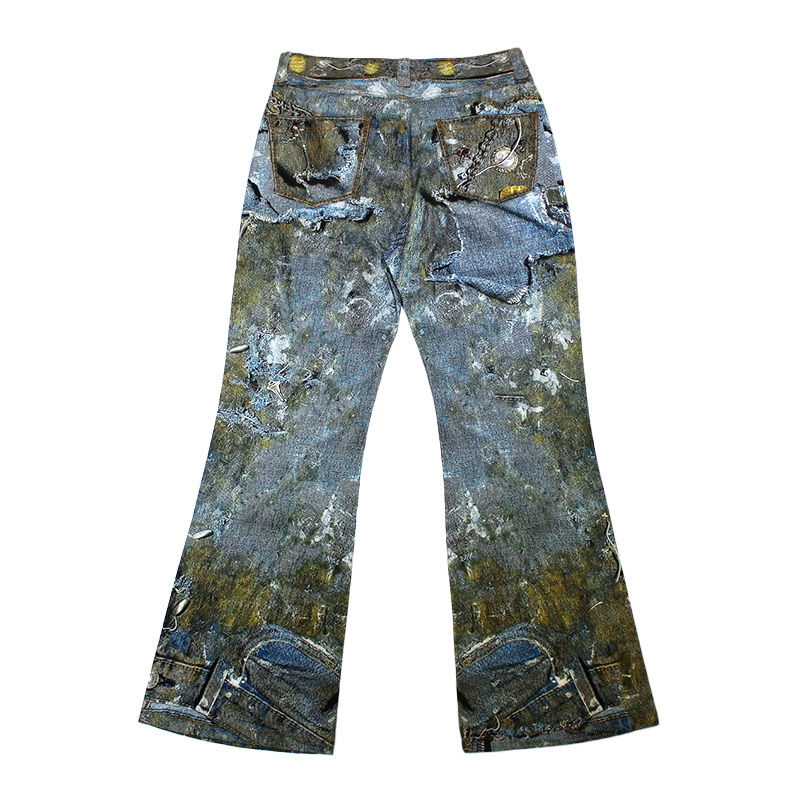 GEMS ROTTEN DISTRESSED FLARED JEANS -BLUE-